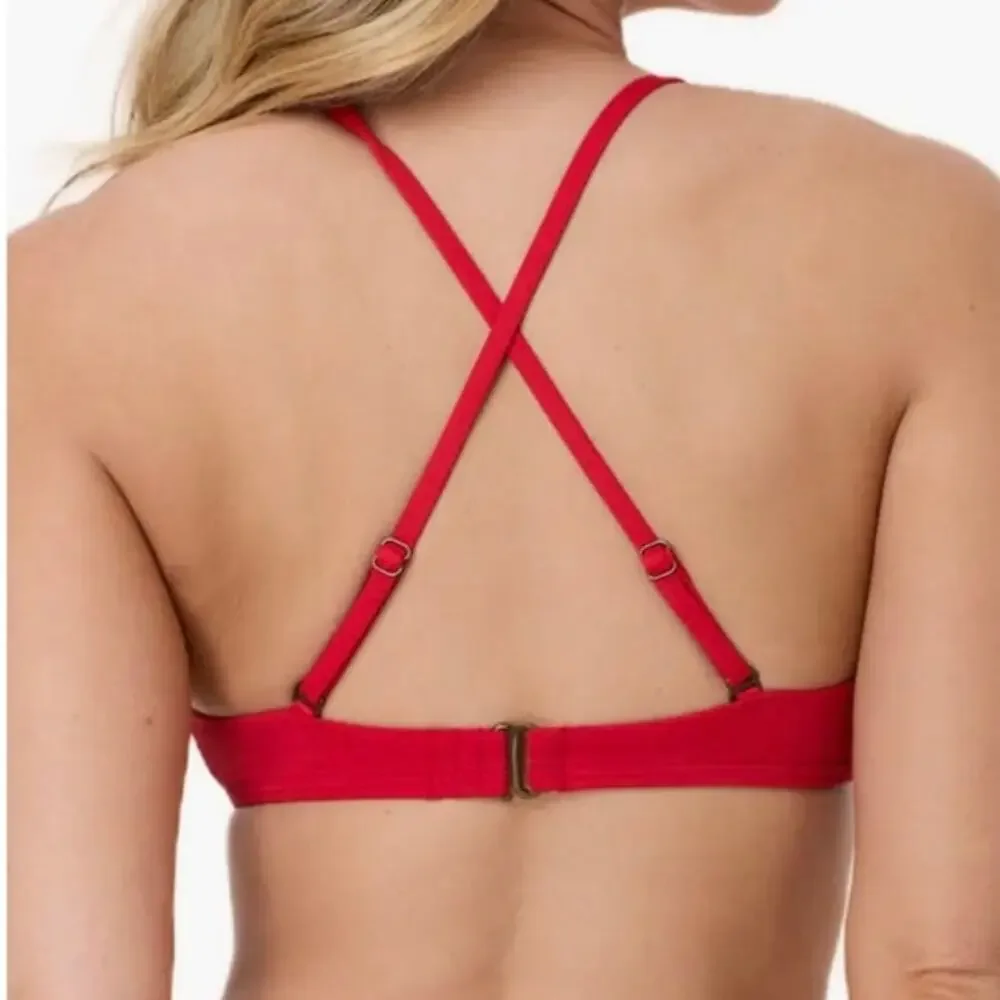 Andie Valencia Bikini Top Women’s Small Red NWT Swim Top Supportive Minimalist - Picture 2 of 9
